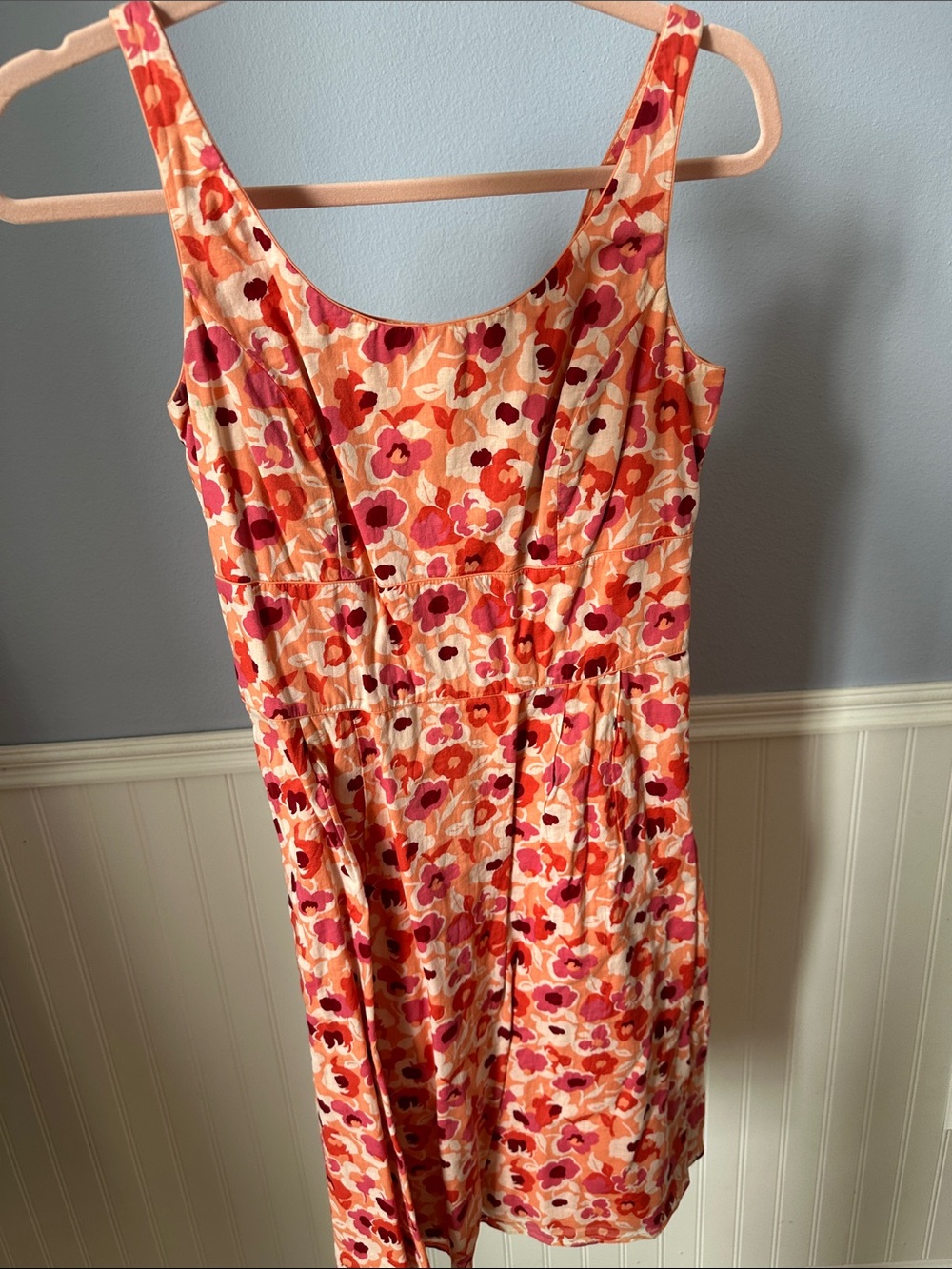 LOFT Floral Mini Dress in Coral and Pink